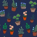 Vector seamless. patterns. Indoor plants in pots. Flowers and leaves. The concept of family values Ã¢â¬â¹Ã¢â¬â¹of home comfort Royalty Free Stock Photo